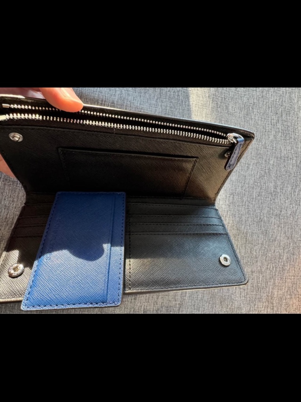 Michael Kors Blue Saffiano Card Case and Wallet Set - Picture 2 of 4